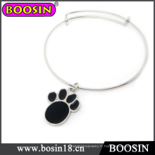 200PCS / Lot belle bracelet de patte de chien noir pour de belles filles en gros